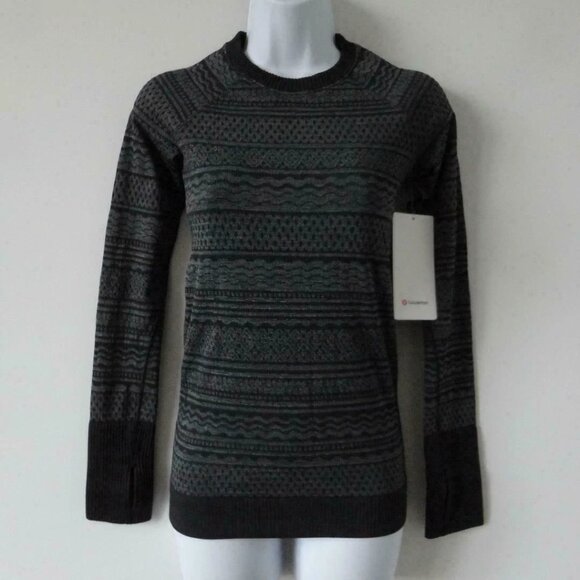 NWT LULULEMON Black White Textured Brushed Soft LS Rest Less Pullover Top 4 - Picture 1 of 7